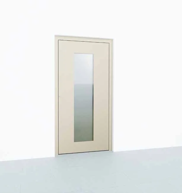 Helle Aluminium-Haustür mit Glasausschnitt und Seitenteil
